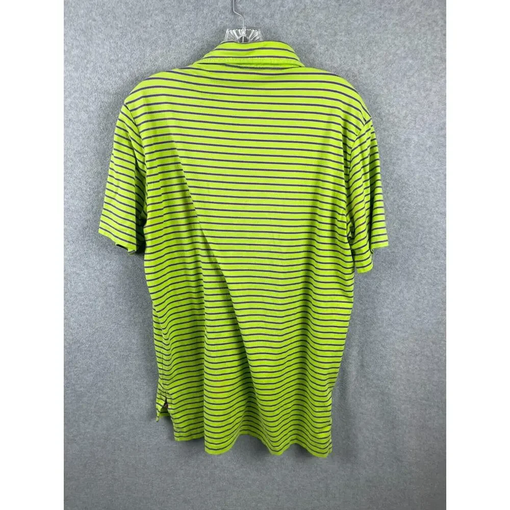 Ralph Lauren Golf Polo‎ Mens M Green Stripe Short Sleeve Rugby Vintage Lisle